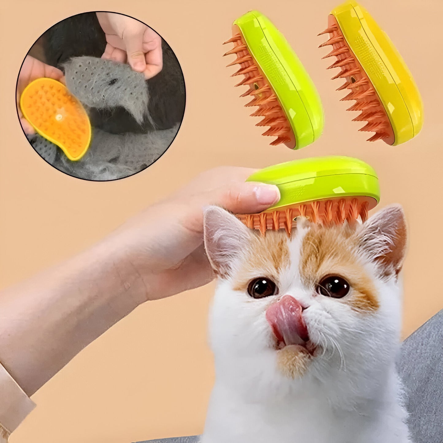 Despídete de las bolas de pelo | Cepillo De Vapor CatGlow® 3 En 1